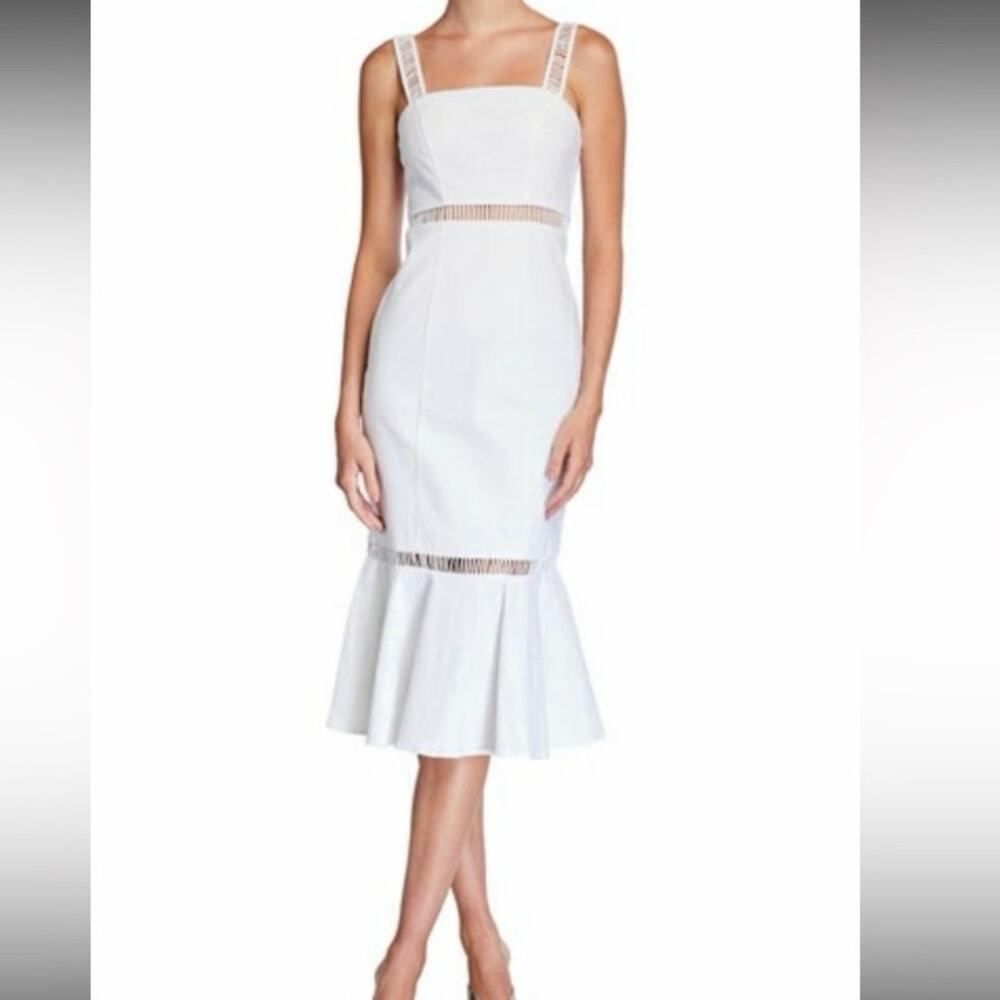STAUD Lychee Midi Tank Top Linen Cotton  Dress White Size 6 NWT Style 227-7287